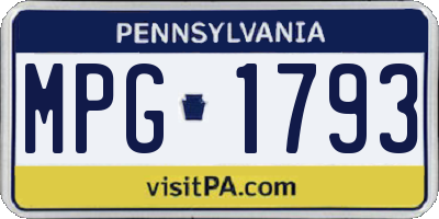 PA license plate MPG1793