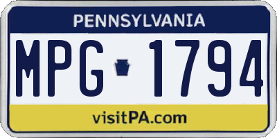 PA license plate MPG1794