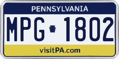 PA license plate MPG1802
