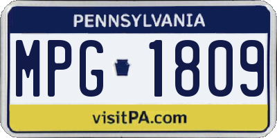 PA license plate MPG1809