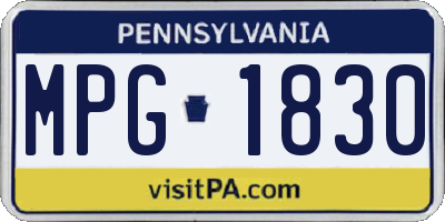 PA license plate MPG1830