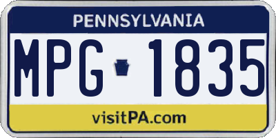 PA license plate MPG1835