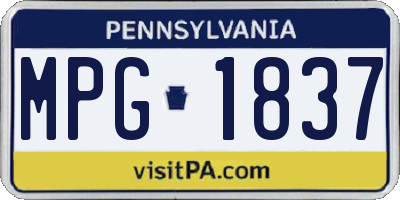PA license plate MPG1837
