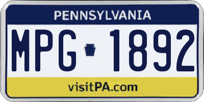 PA license plate MPG1892