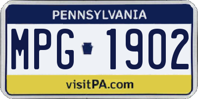 PA license plate MPG1902