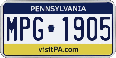 PA license plate MPG1905
