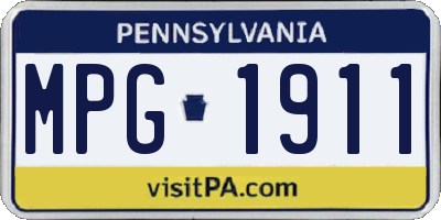 PA license plate MPG1911