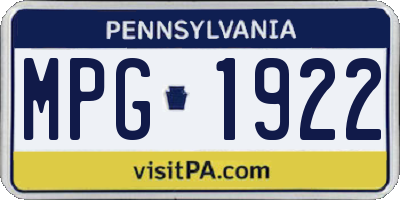 PA license plate MPG1922