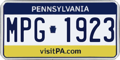 PA license plate MPG1923