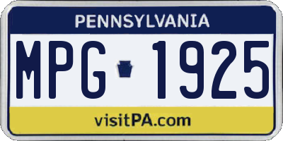 PA license plate MPG1925