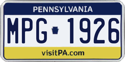PA license plate MPG1926