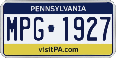 PA license plate MPG1927