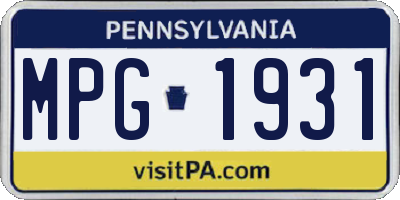 PA license plate MPG1931