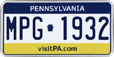 PA license plate MPG1932