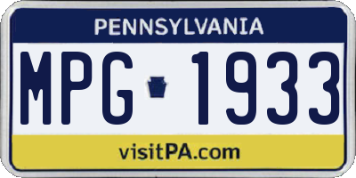PA license plate MPG1933