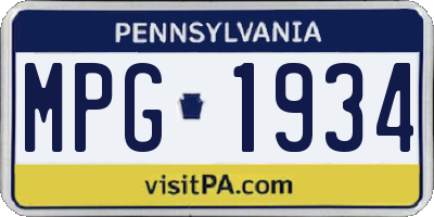 PA license plate MPG1934