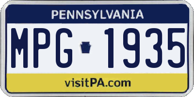 PA license plate MPG1935