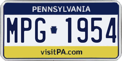 PA license plate MPG1954