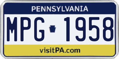 PA license plate MPG1958