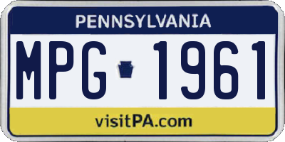 PA license plate MPG1961