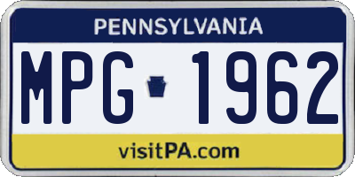PA license plate MPG1962