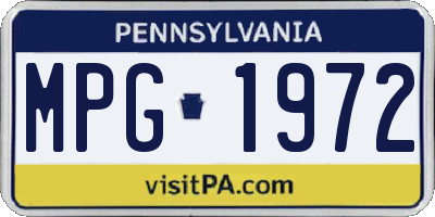 PA license plate MPG1972