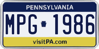 PA license plate MPG1986
