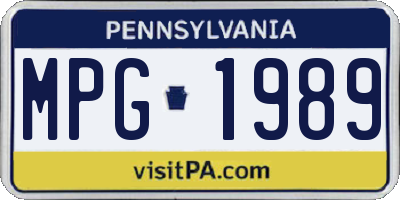 PA license plate MPG1989