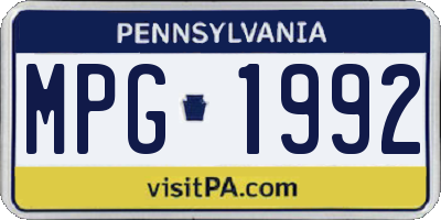 PA license plate MPG1992