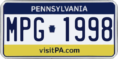 PA license plate MPG1998