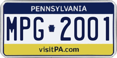 PA license plate MPG2001