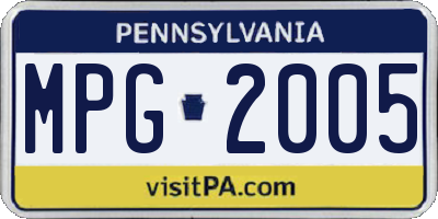 PA license plate MPG2005