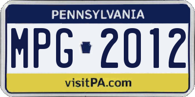 PA license plate MPG2012