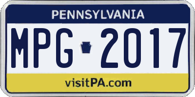 PA license plate MPG2017