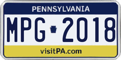 PA license plate MPG2018