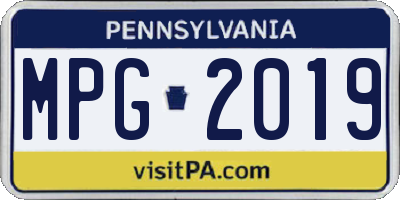 PA license plate MPG2019