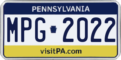 PA license plate MPG2022