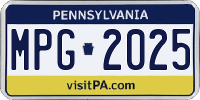 PA license plate MPG2025
