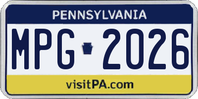 PA license plate MPG2026
