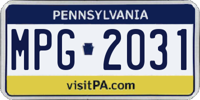 PA license plate MPG2031