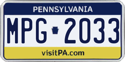 PA license plate MPG2033