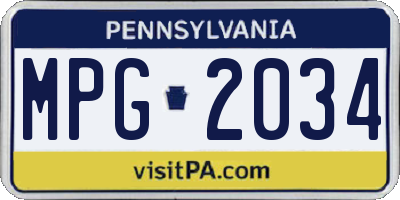 PA license plate MPG2034