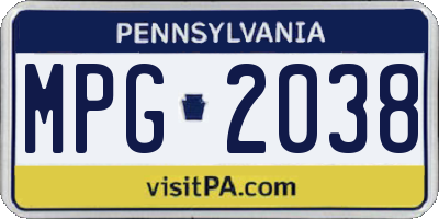 PA license plate MPG2038