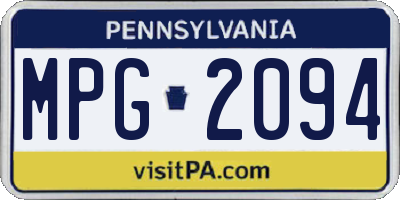 PA license plate MPG2094