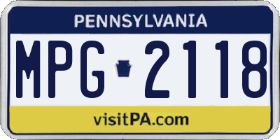 PA license plate MPG2118