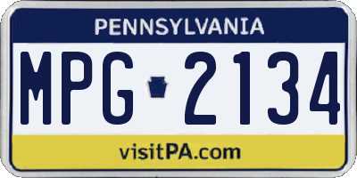 PA license plate MPG2134