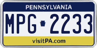 PA license plate MPG2233