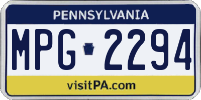 PA license plate MPG2294