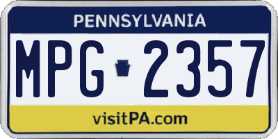 PA license plate MPG2357