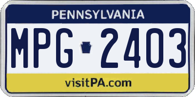 PA license plate MPG2403